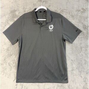 Nike Golf Dri-Fit Polo Shirt Large Gray Oregon Ducks Embroidered Logo